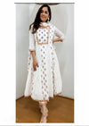 White Cotton Anarkali Suit with Embroidered Hand Work