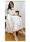 White Cotton Anarkali Suit with Embroidered Hand Work