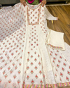 White Cotton Anarkali Suit with Embroidered Hand Work