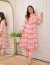 Women Multicolor Printed Ikat Print Kurta & Pants Set