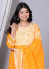 Yellow anarkali suit and pant with dupatta