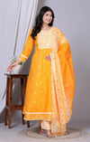 Yellow anarkali suit and pant with dupatta