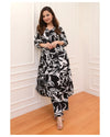 Women Black Cotton Floral Printed Kurta Pant Set