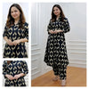 Women Black Cotton Printed Kurta Pant Set