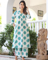 Blue Polka Dot Printed Kurta with Bottom Set