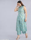 Women Floral Printed Light Blue Kurta Palazzo Set