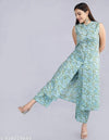 Women Floral Printed Light Blue Kurta Palazzo Set