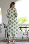 Green Polka Dot Printed Kurta with Bottom Set