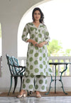 Green Polka Dot Printed Kurta with Bottom Set