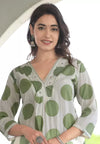 Green Polka Dot Printed Kurta with Bottom Set