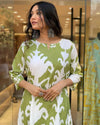 Green Women Floral Printed Kurta Palazzo Set