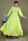 Green Leheriya Pure Cotton Anarkali Kurta