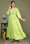 Green Leheriya Pure Cotton Anarkali Kurta