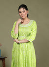 Green Leheriya Pure Cotton Anarkali Kurta