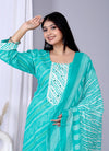 Light Blue Lehariya Suit Set with Pants and Dupatta