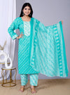 Light Blue Lehariya Suit Set with Pants and Dupatta