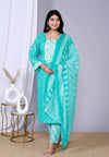 Light Blue Lehariya Suit Set with Pants and Dupatta