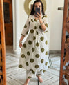 Olive Polka Dot Printed Kurta with Bottom Set