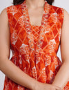 Women Viscose  Rayon Ethnic Orange Top Pent Set