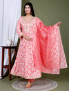 Pink Cotton Anarkali Suit with Dupatta and Pant