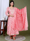 Pink Cotton Anarkali Suit with Dupatta and Pant