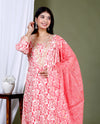 Pink Cotton Anarkali Suit with Dupatta and Pant