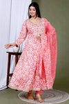 Pink Cotton Anarkali Suit with Dupatta and Pant