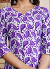 Purple Cotton Straight Printed Short Kurta