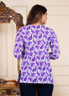 Purple Cotton Straight Printed Short Kurta