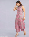 Women Floral Printed Light Pink Kurta Palazzo Set